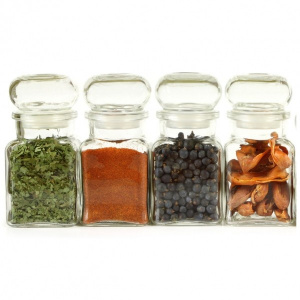 Set 4 recipiente din sticla pentru condimente, HAPPYMAX.RO borcan condimente, borcane mici marturii, recipiente condimente sticla, borcan condimente sticla, set 4 borcane condimente, borcanele pentru condimente, borcane mirodenii, borcan sticla pentru con