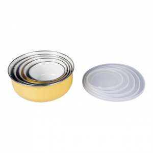 Set 5 cutii alimentare emailate cu capac plastic, Happymax