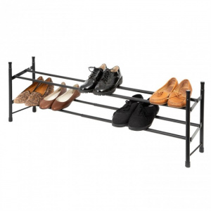 Suport de pantofi extensibil, 2 rafturi, negru Stilito