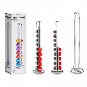 Suport inox vertical, 20 capsule mici Nespresso. Organizator capsule cafea Nespresso. 