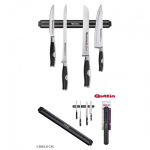 Suport magnetic de perete pentru cutite 38 cm-Quttin, suport magnetic cutite, suport magnetic scule, bara magnetica de perete depozitare cutite, Suport magnetic pentru cutite Quttin 38 cm, Negru,Suport magnetic pentru cutite, Suport cu magnet pentru cutit