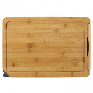 Tocator bambus cu cantar de bucatarie si ascutitor cutite, 38x28,5x3,5 cm, Happymax