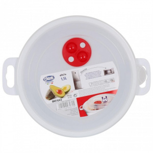 Vas de plastic cu capac pentru microunde, 19x7cm, 1,5 litri, Caserola cuptor microunde, rotund, 1.8 l,  vase pentru microunde, vase speciale pentru cuptorul cu microunde, bol plastic pentru microunde, recipient microunde pentru gatirea rapida,
