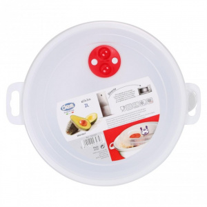 Vas de plastic cu capac pentru microunde, 23x7cm, 2 litri  Caserola cuptor microunde, rotund, 2 l,  vase pentru microunde, vase speciale pentru cuptorul cu microunde, bol plastic pentru microunde, recipient microunde pentru gatirea rapida, recipient pentr