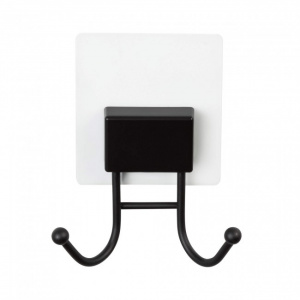 Carlig dublu cu autoadeziv, otel+ABS, waterproof, 10,5 X 4,5 X H.13 cm, Bestlock Magic Black