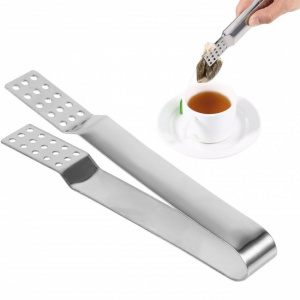 Cleste pentru pliculete ceai, inox, Happymax, Cleste pliculet ceai, Instrument pliculet ceai, Cleste metalic ceai, Cleste inox pentru ceai, Cleste specializat ceai, Cleste ergonomic ceai, Cleste infuzie ceai, Cleste servire ceai, Cleste manevrare pliculet