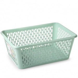 Cos depozitare plastic, 26 x 37 x 14,7 cm, vernil, model aerat, Happymax, Cos depozitare plastic Organizator depozitare plastic Cutie depozitare plastic Containere organizare plastic Cos depozitare vernil Depozitare aerata plastica Cutie depozitare dimens