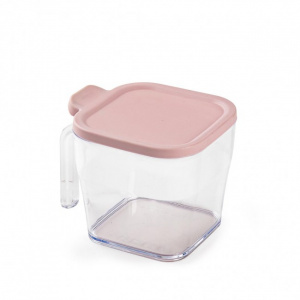 Cutie cu capac, depozitare produse alimentare, 11 x 13,5 x 10 cm, transparent-roz, Happymax