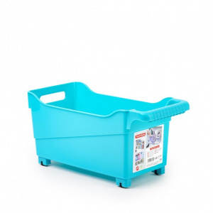 Cutie depozitare cu role, 38 x 18 x 18 cm, albastru, Happymax , cutie depozitare cu roti, cutie depozitare cu role, cutie depozitare plastic cu roti, cutie depozitare jucarii cu roti