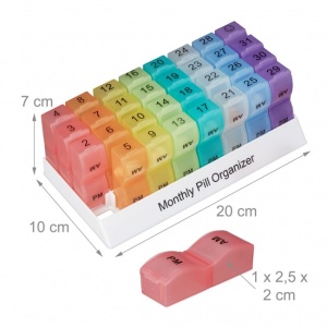 Cutie medicamente, 31 de zile x 2 compartimente, multicolor, 7 x 20 x 10 cm, Relaxdays - Img 3