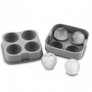 Forma silicon pentru 4 bile gheata, silicon flexibil uz alimentar, 12,5x12,5x4,75 cm, Happymax