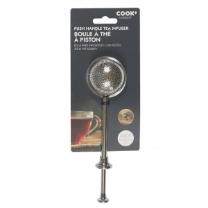 Infuzor tip cleste pentru ceai, mecanism glisant, inox, 18 cm, Happymax