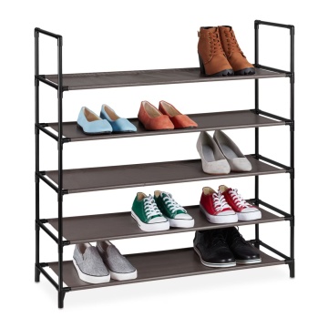Pantofar cu 5 nivele,  maro / negru, pentru 20 de perechi, 90.5 x 87.5 x 30 cm, Relaxdays