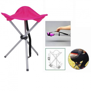 Scaun trepied, model taburet camping, pliabil Oxford, fuchsia
