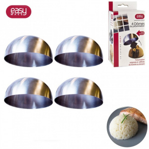 Semisfere inox prezentare si servire, forme prezentare mancare, inel decorare mancare, Set 4 domuri prezentare, Forme prezentare culinare
