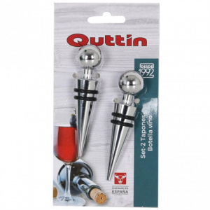 Set 2 dopuri sticla vin, inox cu garnitura silicon Quttin. Set 2 dopuri pentru sticle, set 2 dopuri pentru sticla vin,Set dopuri sticla vin, dopuri pentru vin, accesorii pastrare vin, sigilare sticla vin, dopuri etanse vin, set dopuri vin inox, set dopuri