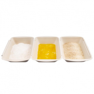 Set 3 tavite pentru ingrediente snitele,  happymax.ro Tavite preparare snitele, Set tavite ingrediente snitel, Tavite pentru panare snitele, Set 3 tavite bucatarie snitele, Tavite pentru faina, ou si pesmet, Tavite specializate preparat snitele, Tavite in