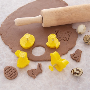 Set 4 decupatoare cu arc, pentru biscuiti, pui, ou, fluture, iepure, Orion, decupatoare aluat, cutter aluat, taietori aluat