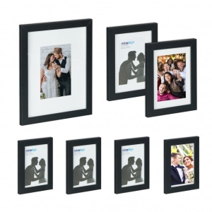 Set 7 bucati rame foto, dimensiuni diferite, negru, MDF/sticla, Relaxdays - Img 1