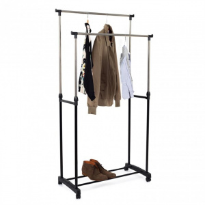 Stender haine dublu, cu spatiu pentru depozitare pantofi, dimensiuni 80x43x160 cm