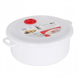 Vas de plastic cu capac pentru microunde, 23x10cm, 3 litri, Caserola cuptor microunde, rotund, 3 l,  vase pentru microunde, vase speciale pentru cuptorul cu microunde, bol plastic pentru microunde, recipient microunde pentru gatirea rapida, recipient pent