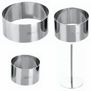 3 forme inox cerc cu presa pentru ornare aperitive-Ibili, Set 3 forme ornare Ibili, inox, rotunde+pasator