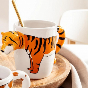Cana dolomit 3D, 300 ml, 8x16x10 cm, tigru, Happymax, cani decorative, cana tigru 3D, cana dolomit Happymax, cana ceramica safari, cana de colectie, cana pentru cafea si ceai, cani cu animale, cani cu design de tigru, cana de 300 ml, cana cu design exotic