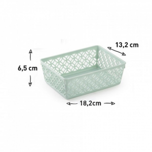 Cutie depozitare plastic, 18,2 x 13,2 x 6,5 cm,vernil, model dantelat, Happymax