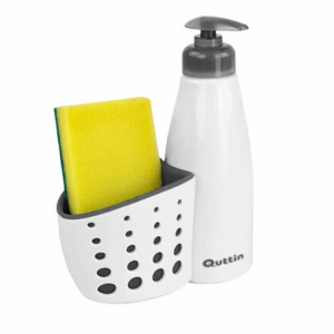 Dozator detergent lichid, cu spatiu pentru burete, 19 cm, Quttin, dispenser detergent vase, dispenser sapun, dispenser sapun lichid, Dozator sapun lichid, dozator detergent lichid