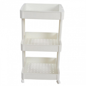 Etajera mobila cu roti, tip carucior, 3 rafturi, alb, 39 x 36 x H 75 cm Carucior ingust pentru depozitare in baie si bucatarie, Rafturi din plastic cu roti pentru depozitare in bucatarie si baie. Etajera cu roti si 3  polite depozitare