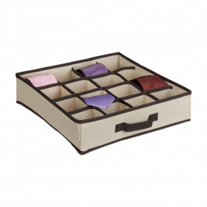 Organizator bej pentru sertare cu 16 compartimente, Organizator textil sertar, Solutii de depozitare sertar, Organizator sertar material textil, Sistem organizare sertare