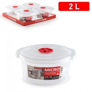 Recipient cuptor microunde rotund -2 l transparent 