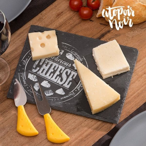 Set platou dreptunghiular din ardezie pentru branzeturi si accesorii servire