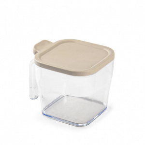 Cutie cu capac, depozitare produse alimentare, 11 x 13,5 x 10 cm, transparent-crem, Happymax