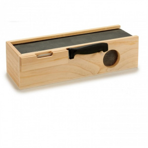 Cutie lemn, capac ardezie pentru depozitare salamuri 30 x 9,5 x 8 cm