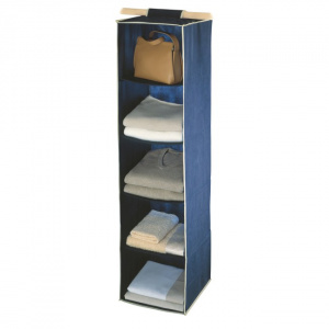 Etajera suspendata cu 5 compartimente-BLUE, happymax.ro organizator textil pentru dulap, organizator textil ajustabil pentru dulap, organizator suspendat pentru dulap, Etajera textila suspendata, Etajera suspendata pentru depozitare, Organizator textil su