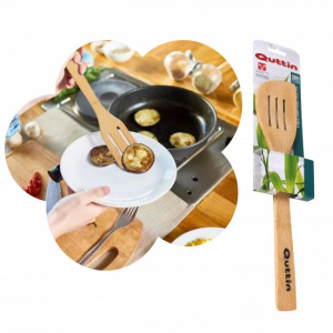 Lingura de gatit perforata din lemn de bambus 33 cm-Quttin