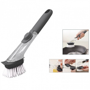 Perie de vase cu maner rezervor detergent . Perie spalat vesela cu dispenser detergent lichid,Perie de vase cu maner si rezervor detergent Perie pentru spalarea vaselor cu maner si recipient pentru detergent Perie de curatat vase cu rezervor pentru deterg