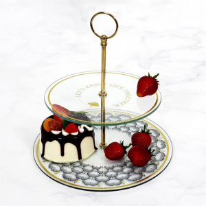 Platou supraetajat, cu 2 niveluri, prezentare aperitive sau desert, inaltime 22,5 cm