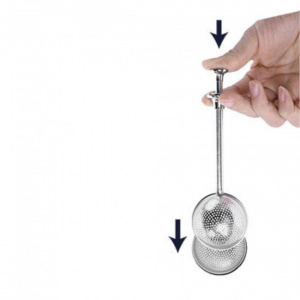 Recipient inox infuzie ceai cu buton deschidere, 18,5x5cm, Happymax , infuzor glisant, infuzor plante aromatice, infuzor plante medicinale,infuzoare si strecuratoare ceainice si accesorii ceai