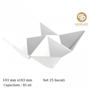 Set 25 boluri servire aperitive Origami-alb . happymax.ro  Bol servire fingerfoods, aperitive, sosuri etc.Bol aperitive cu design modern Origami,Boluri servire aperitive, Recipiente aperitive, Tavite aperitive, Boluri pentru gustari, Vase pentru antreuri,