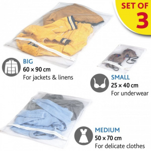 Set 3 buc sac pentru spalat rufe TRIO. Sac rufe masina de spalat