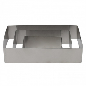 Set 3 forme de copt tip rama, dreptunghi, inox, 10x5.5, 15x8.5, 20x11 cm