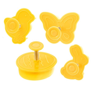 Set 4 decupatoare cu arc, pentru biscuiti, pui, ou, fluture, iepure, Orion, decupatoare aluat, cutter aluat, taietori aluat