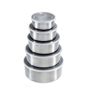 Set 5 caserole alimentare inox cu capace de plastic, boluri inox cu capac etans de plastic depozitare alimente,Set caserole cu capace Caserole alimentare etanse Set depozitare alimente cu capace Caserole pentru pastrarea alimentelor Set caserole rezistent