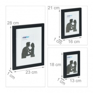 Set 7 bucati rame foto, dimensiuni diferite, negru, MDF/sticla, Relaxdays - Img 3