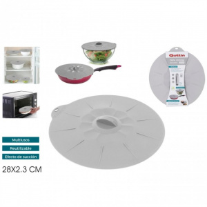 Capac de silicon cu maner pentru oale si vase 28x2,3 cm Quttin capace silicon reutilizabile, capace universale din silicon, capace flexibile silicon, Capac de silicon, cu maner, pentru oale si vase, 28x2,3 cm,Capac silicon cu maner, capac vase silicon, ca