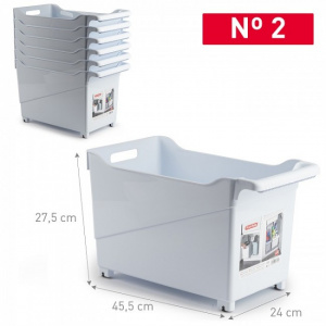 Cutie depozitare cu role 24 x 45 x 27,5 cm - Alb, cutie depozitare cu roti, cutie depozitare cu role, cutie depozitare plastic cu roti, cutie depozitare jucarii cu roti