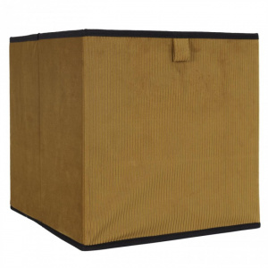 Cutie depozitare pliabila, tip cub, Giulia, textura velur, 30x30x30 cm, ocru, Happymax
