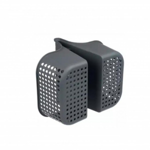 Cutie plastic cu maner, model cos 2 compartimente, Happymax, gri, 26,5x21x18,5 cm